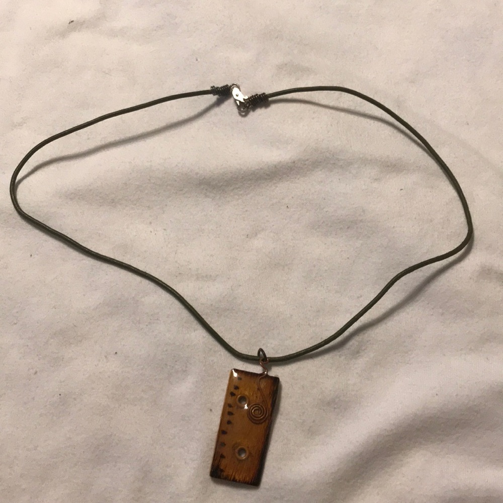 Artisan wood/copper necklace